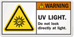 UV LIGHT. Do not look directly Label