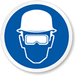 Wear Head and Eye Protection Symbol Safety Label