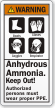 Anhydrous Ammonia Keep Out, Wear PPE Warning Label