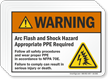 Arc Flash And Shock Hazard, PPE Required Label