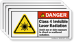 Class 4 Radiation, Avoid Eye Skin Exposure Label