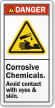 Corrosive Chemicals Avoid Contact With Eyes, Skin Label