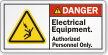 Electrical Equipment Authorized Personnel Only ANSI Danger Label