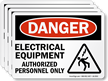 Electrical Equipment, Authorized Personnel Only Label With Graphic
