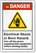Electrical Shock Or Burn Hazard ANSI Danger Label