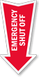 Emergency Shut Off Arrow Safety Label
