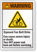 Exposed Fan Belt Drive Can Cause Injury Label