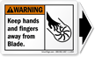 Keep Hands Fingers From Blade ANSI Arrow Label