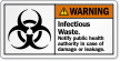 Infectious Waste Notify Public Health Authority Warning Label