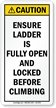 Ensure Ladder Fully Open Locked Before Climbing Label
