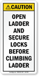 Open Ladder And Secure Locks Before Climbing Label