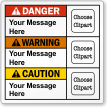 Personalized Danger, Warning, Caution Text Multiclipart ANSI Label