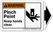 Pinch Point ANSI Warning Label with Detachable Arrow