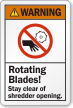 Rotating Blades Stay Clear Of Shredder Opening Label