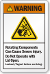 Rotating Components Can Cause Severe Injury Warning Label