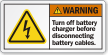 Turn Off Battery Charger Before Disconnecting Cables Label