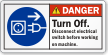 Turn Off Electrical Switch Before Working Danger Label