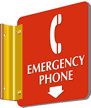 Emergency Phone 2 Sided Sign with Down Arrow