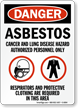 OSHA Danger Asbestos Cancer Lung Hazard Sign
