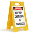 Danger Battery Charging in Progress Fold Ups® Floor Sign