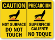 Caution Hot Surface Not Touch Sign Bilingual