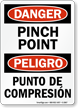 Bilingual Pinch Point OSHA Danger Sign