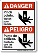 Danger Bilingual Pinch Points, Watch Your Hands Sign