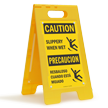Bilingual Caution Slippery When Wet Free-Standing Sign