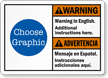 Custom Bilingual ANSI Warning Advertencia Sign