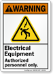 Electrical Equipment Authorized Personnel Only Warning Sign