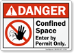 Confined Space Enter By Permit Only ANSI Sign