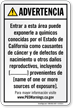 Custom Environmental Exposure Spanish Prop 65 Sign