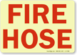 Fire Hose Sign (red on white)