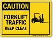 Caution Forklift Traffic Keep Clear Sign