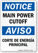 Main Power Cutoff Bilingual Sign