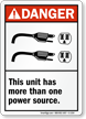 Danger (ANSI) Unit Multiple Power Sources Sign