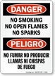 No Smoking No Open Flames Bilingual Sign