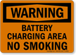 Warning Battery Charging Smoking Sign