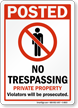 No Trespassing Private Property Sign