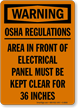 Warning Electrical Panel Clear OSHA Sign