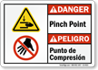 Pinch Point Punto De Compresion Bilingual Danger Sign