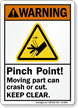 Pinch Point Moving Part Can Crash Cut Sign