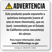 Custom Consumer Product Exposure Spanish Prop 65 Sign