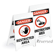 Danger Restricted Area Reversible Fold-Ups Floor Sign
