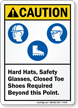 Hard Hats, Safety Glasses, Shoes Required Caution Sign