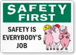 Safety is Everybodys Job Safety First Sign