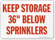 Storage Below Sprinklers Fire Sign