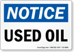 Used Oil OSHA Notice Sign