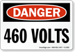 Danger 460 Volts Sign