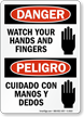 Bilingual Danger/Peligro Watch Your Hands Sign